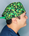 Glitter Clover Leaves St. Patrick's Day Unisex Holiday Scrub Cap