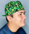 Glitter Clover Leaves St. Patrick's Day Unisex Holiday Scrub Cap