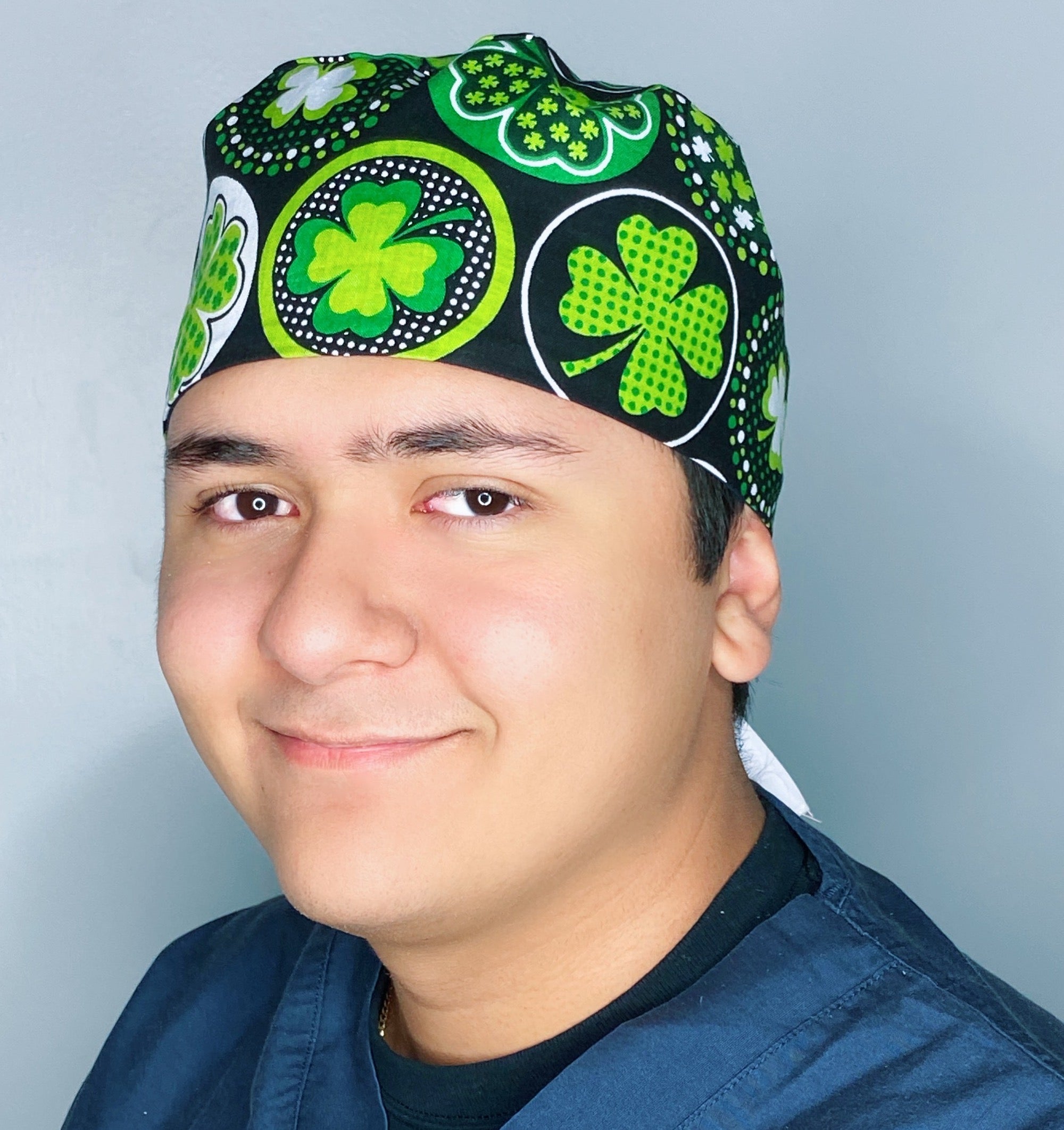 Clover Leaves Circles St. Patrick's Day Unisex Holiday Scrub Cap