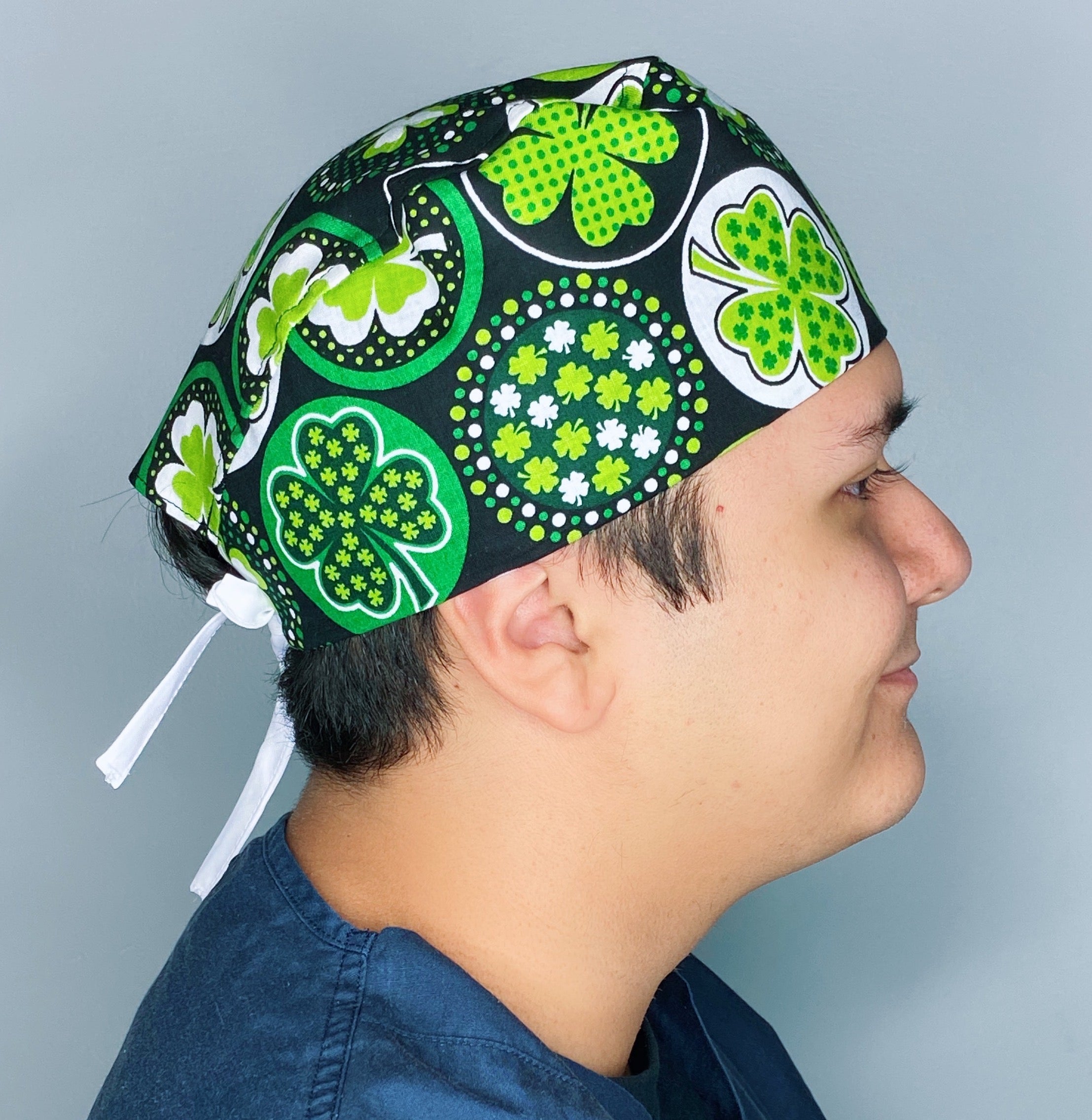Clover Leaves Circles St. Patrick's Day Unisex Holiday Scrub Cap