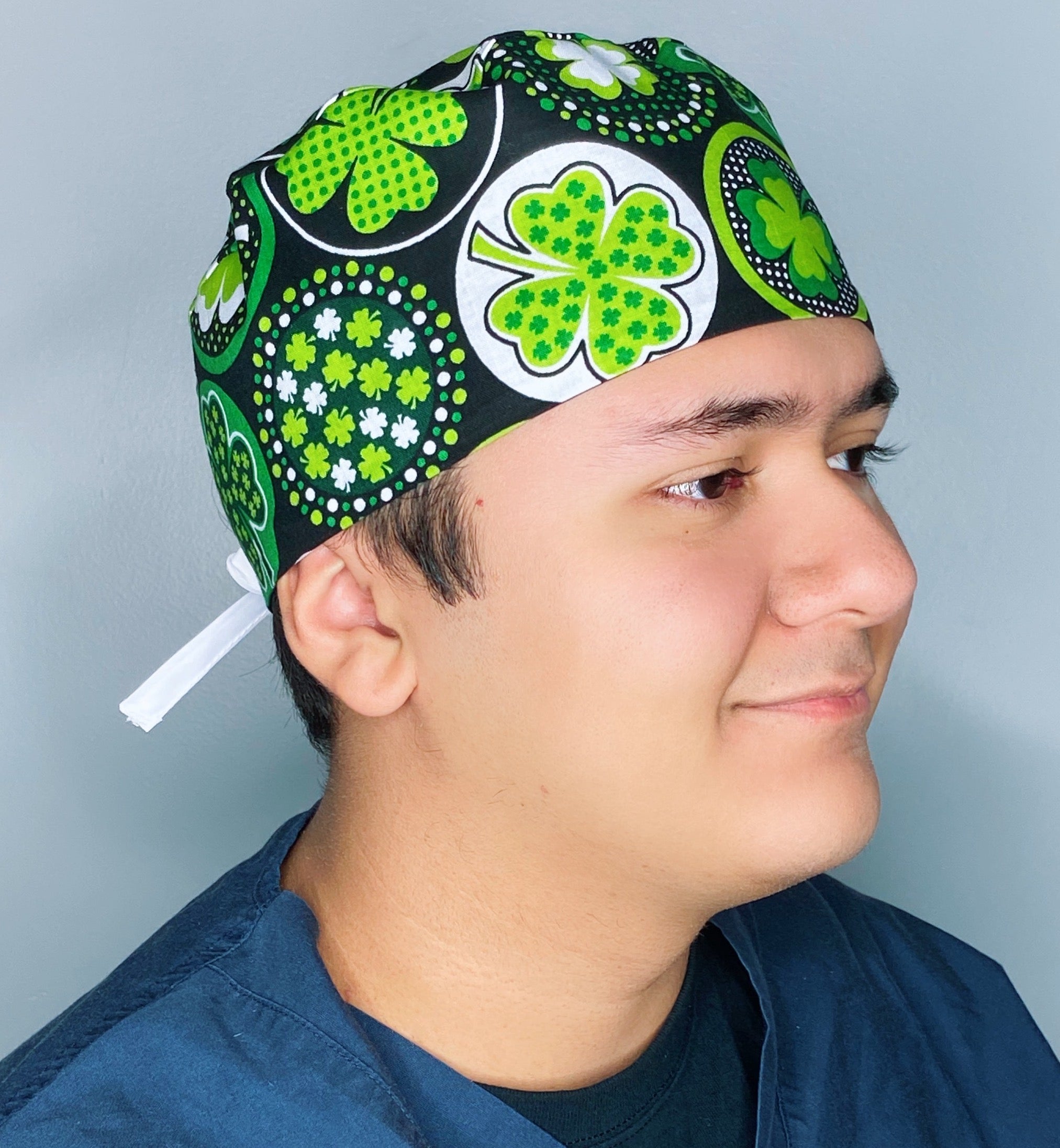 Clover Leaves Circles St. Patrick's Day Unisex Holiday Scrub Cap