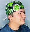 Clover Leaves Circles St. Patrick's Day Unisex Holiday Scrub Cap