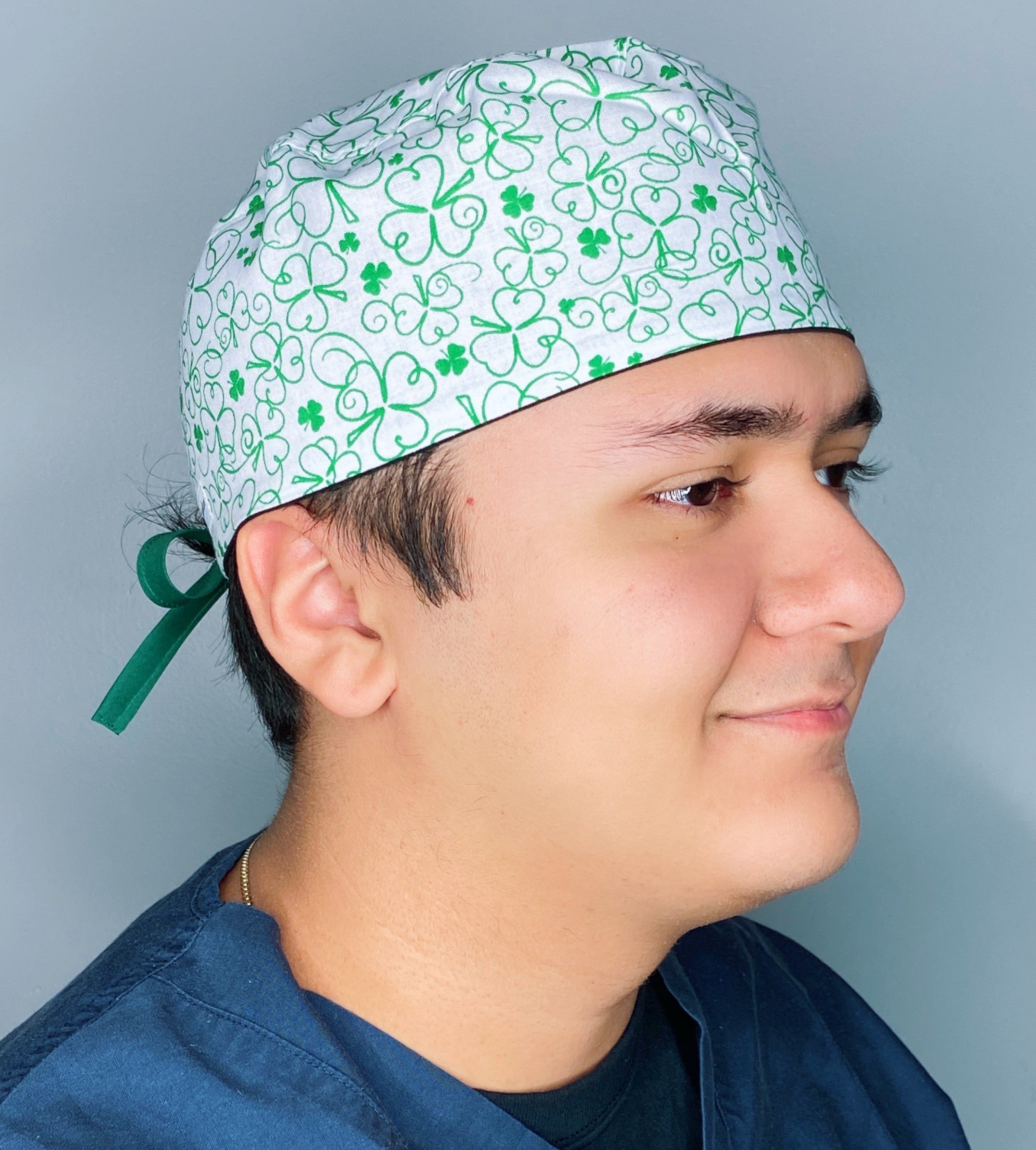 Clover Leaves Doodles St. Patrick's Day Unisex Holiday Scrub Cap