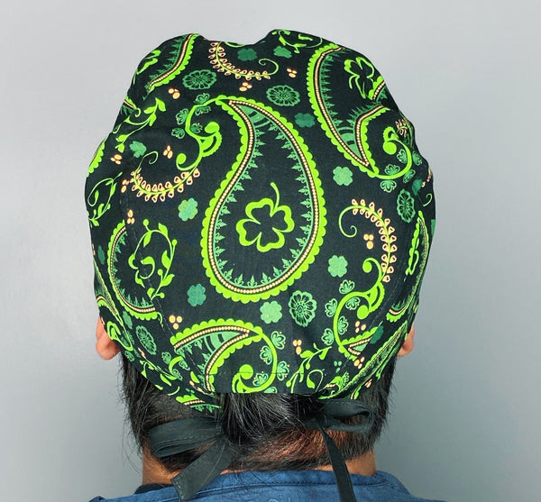 Bandana Clover Leaves Design St. Patrick's Day Unisex Holiday Scrub Cap