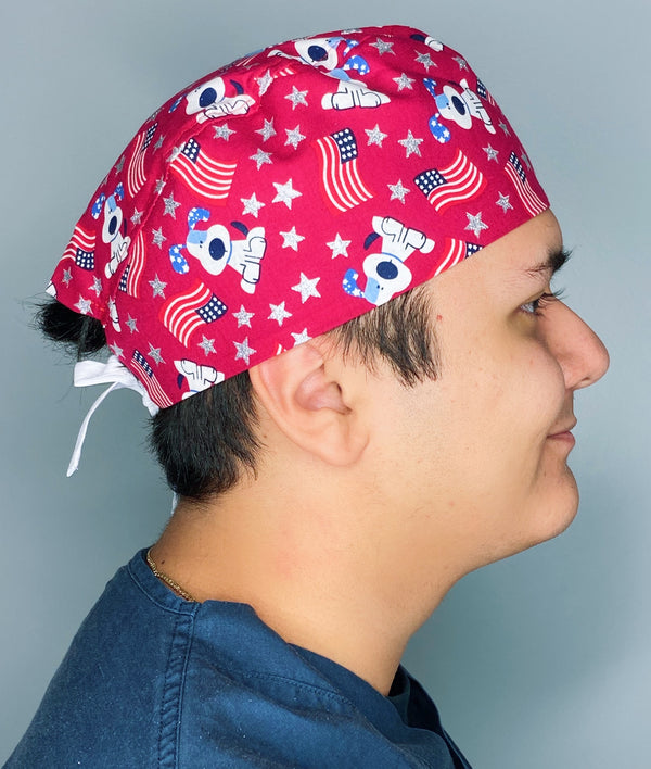 Cute Patriotic Pups Independence Day Unisex Holiday Scrub Cap