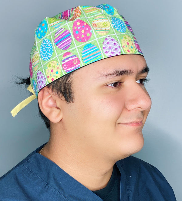 Colorful Glitter Easter Eggs Unisex Holiday Scrub Cap