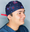 Glitter Fireworks Independence Day Unisex Holiday Scrub Cap
