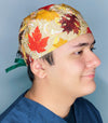 Metallic Fall Leaves Thanksgiving themed Unisex Holiday Scrub Cap