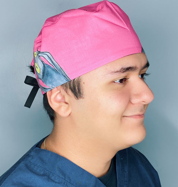 Black Bats on Hot Pink Halloween Unisex Holiday Scrub Cap