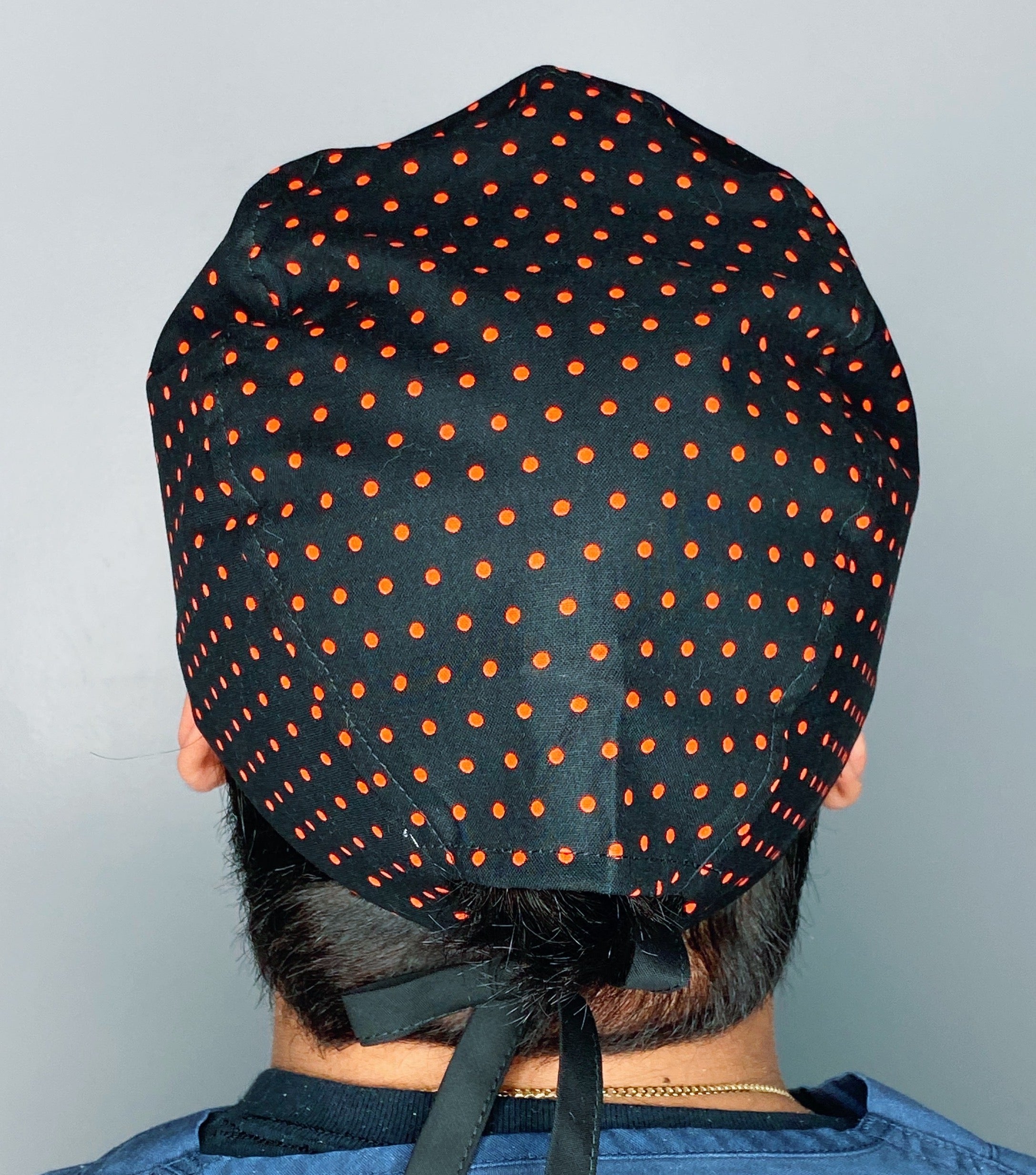 Orange & Black Polka Dots Unisex Holiday Scrub Cap