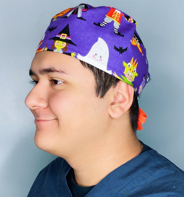 Kids Costume Purple Halloween Unisex Holiday Scrub Cap