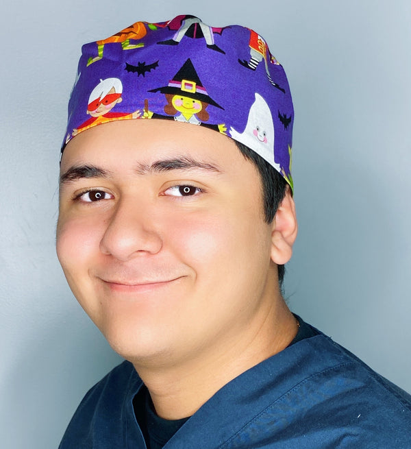 Kids Costume Purple Halloween Unisex Holiday Scrub Cap