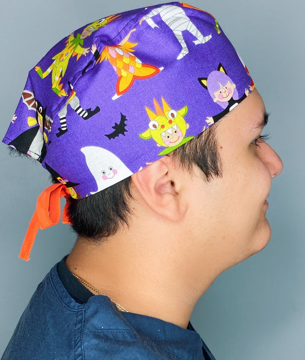Kids Costume Purple Halloween Unisex Holiday Scrub Cap
