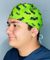 Black Bats on Green Halloween Unisex Holiday Scrub Cap