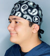 Black & White Bandana Design Halloween Unisex Holiday Scrub Cap