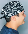 Black & White Bandana Design Halloween Unisex Holiday Scrub Cap