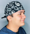 Black & White Bandana Design Halloween Unisex Holiday Scrub Cap