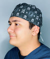 Meow Cats Skull & Bones Design Halloween Unisex Holiday Scrub Cap