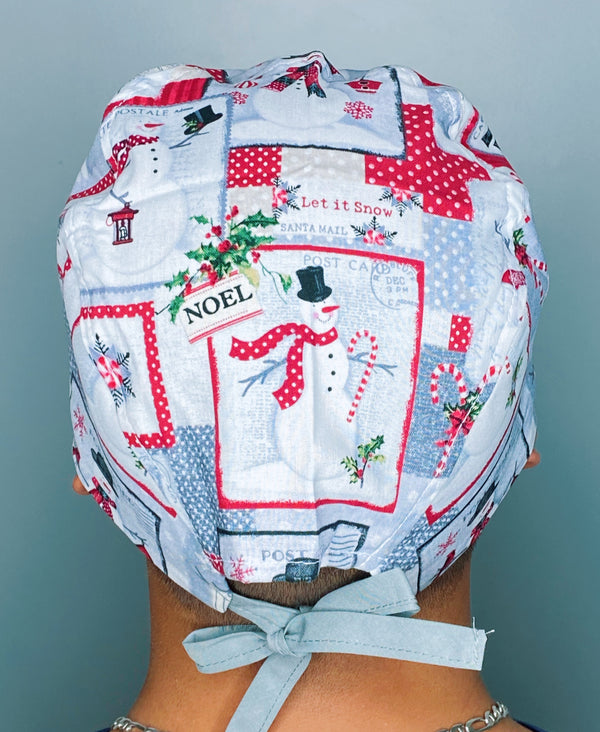 Let it Snow Post Card Mail Christmas/Winter themed Unisex Holiday Scrub Cap