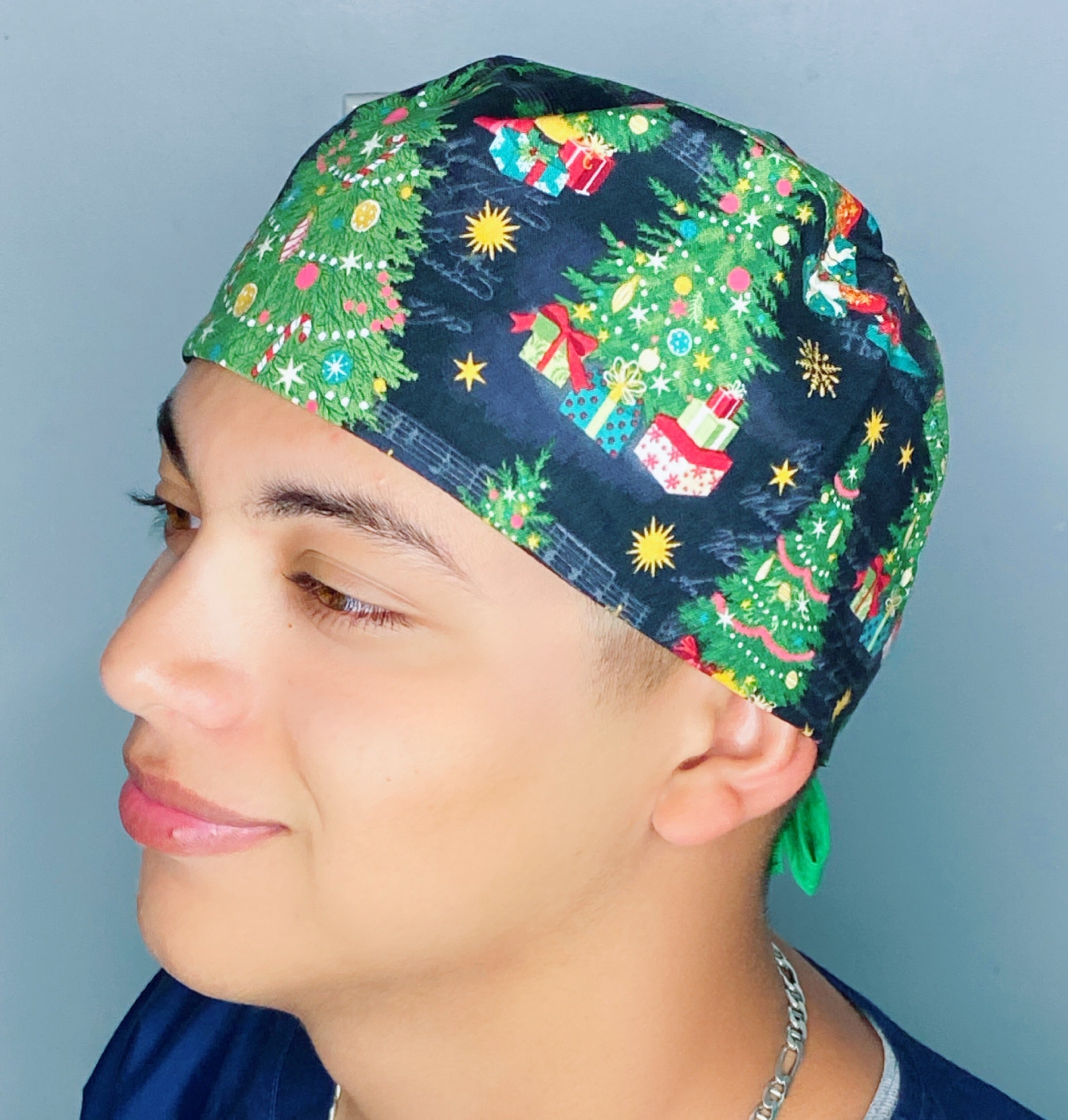 Christmas Trees & Gifts Christmas/Winter themed Unisex Holiday Scrub Cap