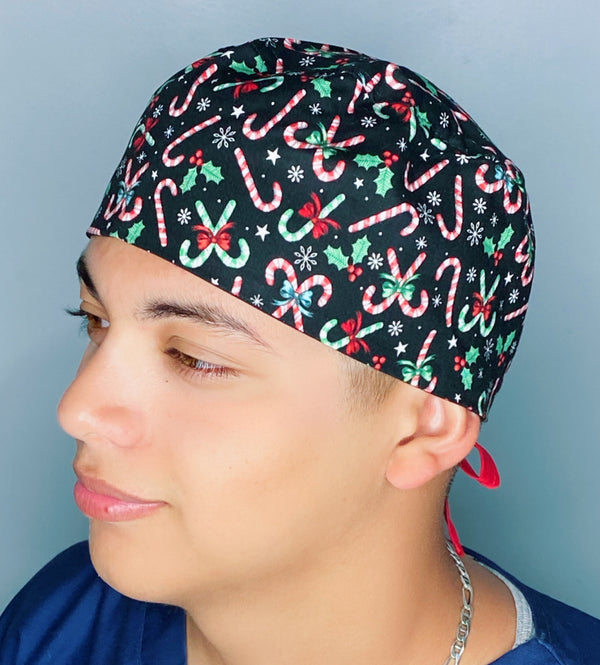 Candy Canes & Peppermints Christmas/Winter themed Unisex Holiday Scrub Cap