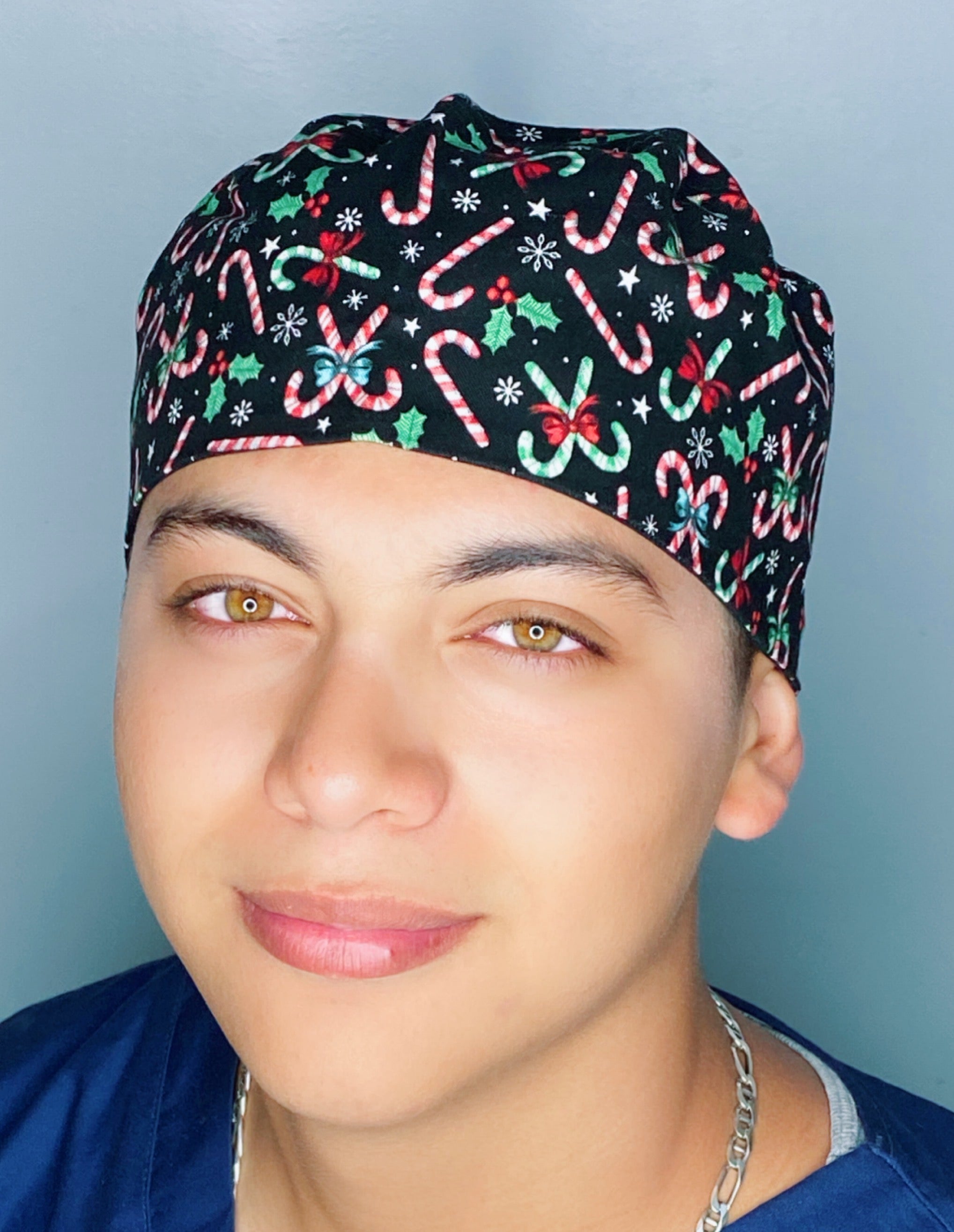 Candy Canes & Peppermints Christmas/Winter themed Unisex Holiday Scrub Cap