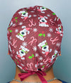 Festive Pups on Red Christmas/Winter themed Unisex Holiday Scrub Cap