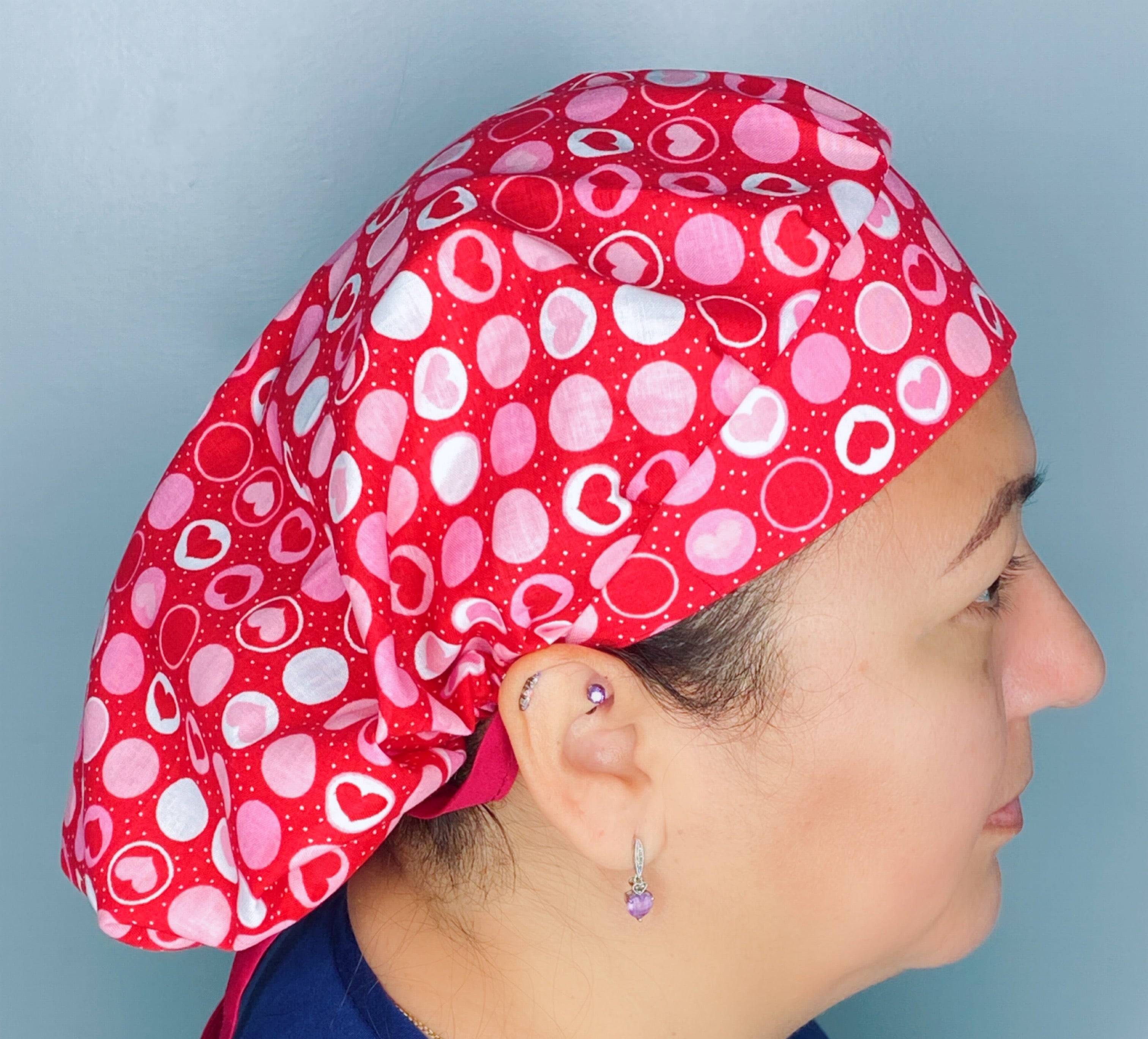 Hearts and Circles Valentine's Day Holiday Themed Bouffant