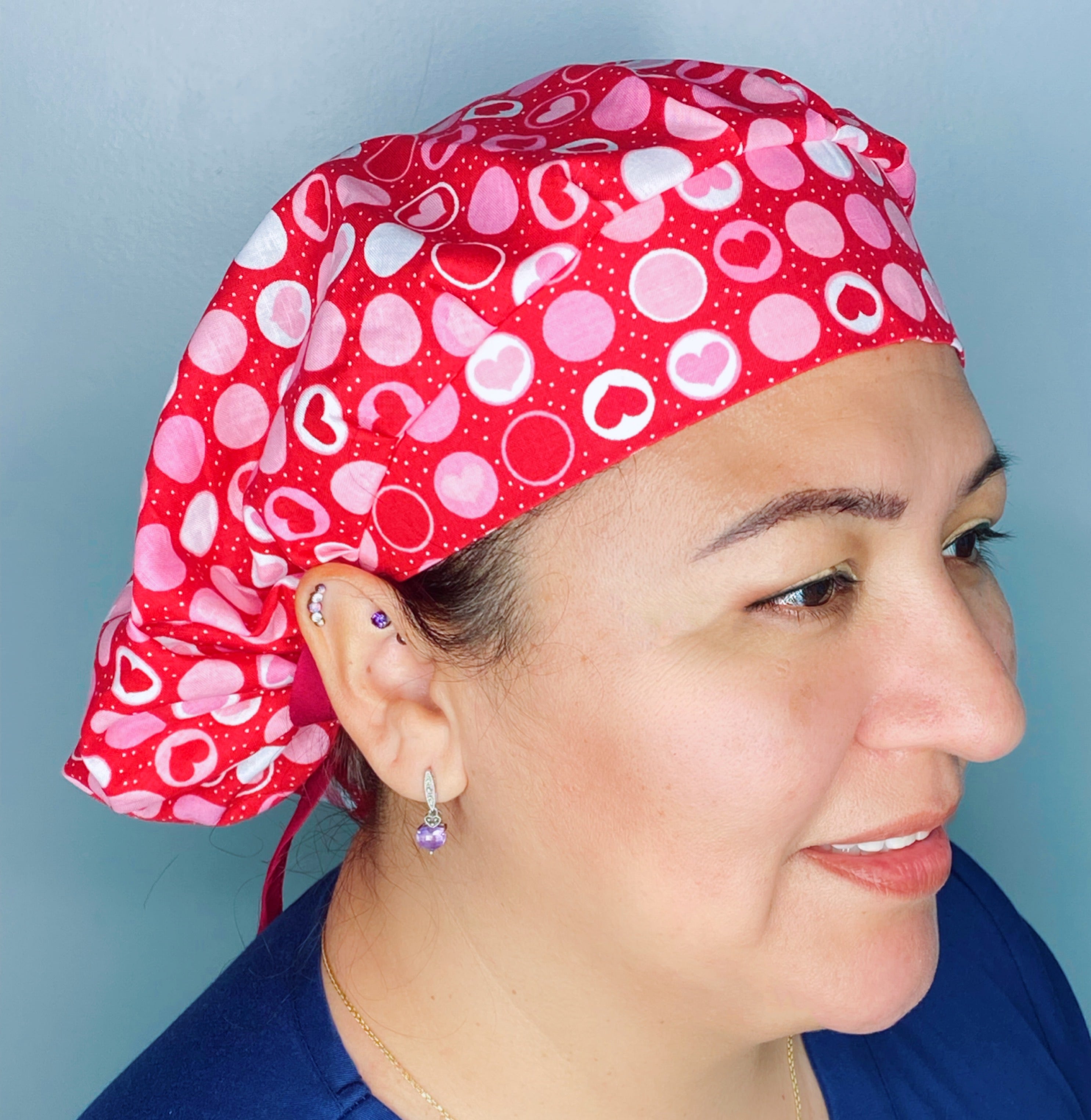 Hearts and Circles Valentine's Day Holiday Themed Bouffant
