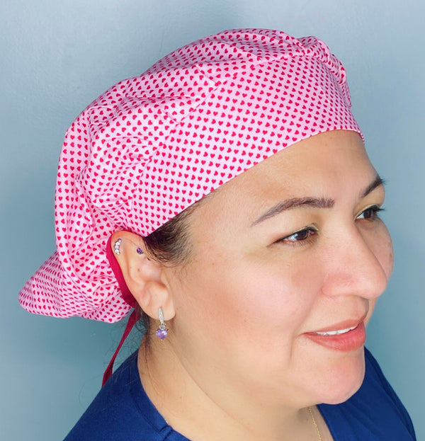 Small Hearts on Pink Valentine's Day Holiday Themed Bouffant