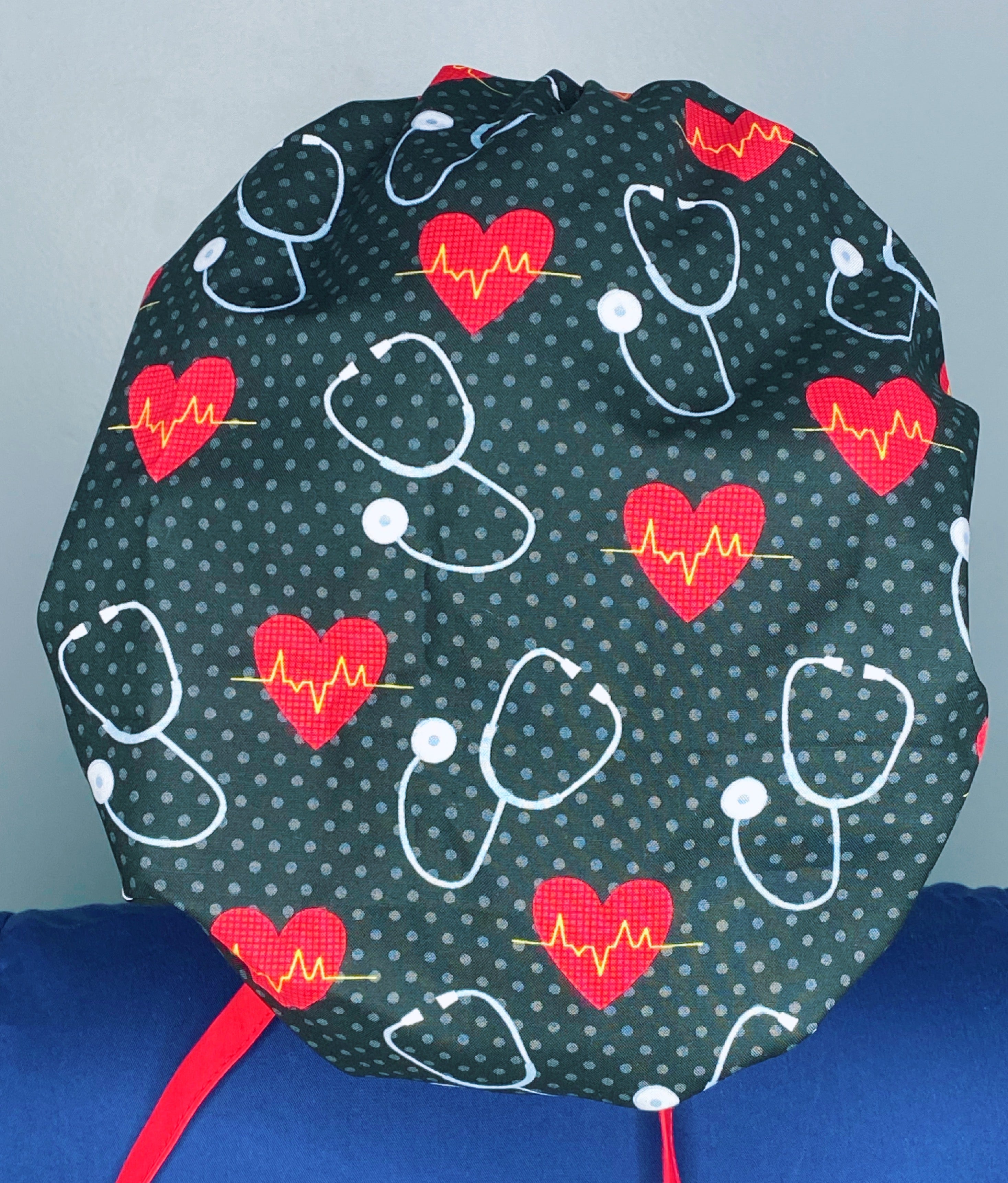 EKG Hearts & Stethoscopes Medical Themed Bouffant