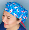 Flower Arabesque Turquoise Design Floral Themed Bouffant