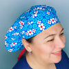 Flower Arabesque Turquoise Design Floral Themed Bouffant