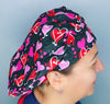 Hearts Looped on Black Valentine's Day Holiday Themed Bouffant