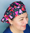 Hearts Looped on Black Valentine's Day Holiday Themed Bouffant