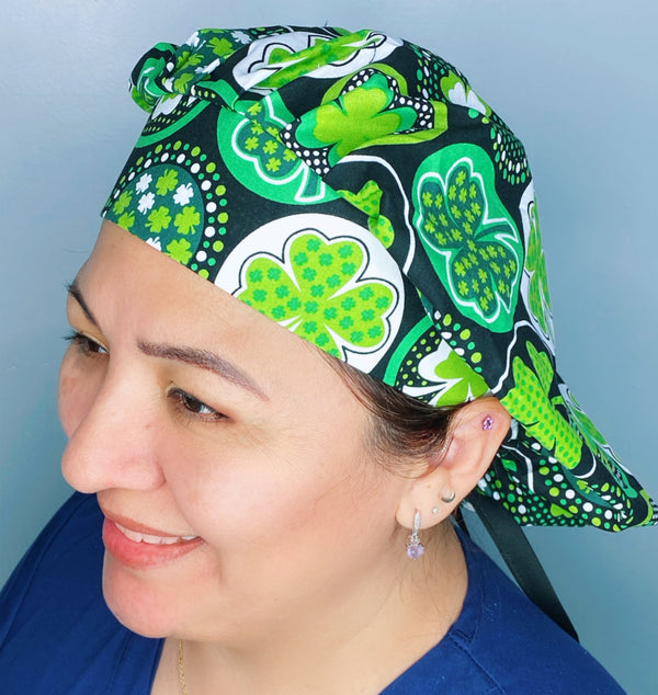 Clover Leaves & Circles St. Patrick's Day Holiday Themed Bouffant