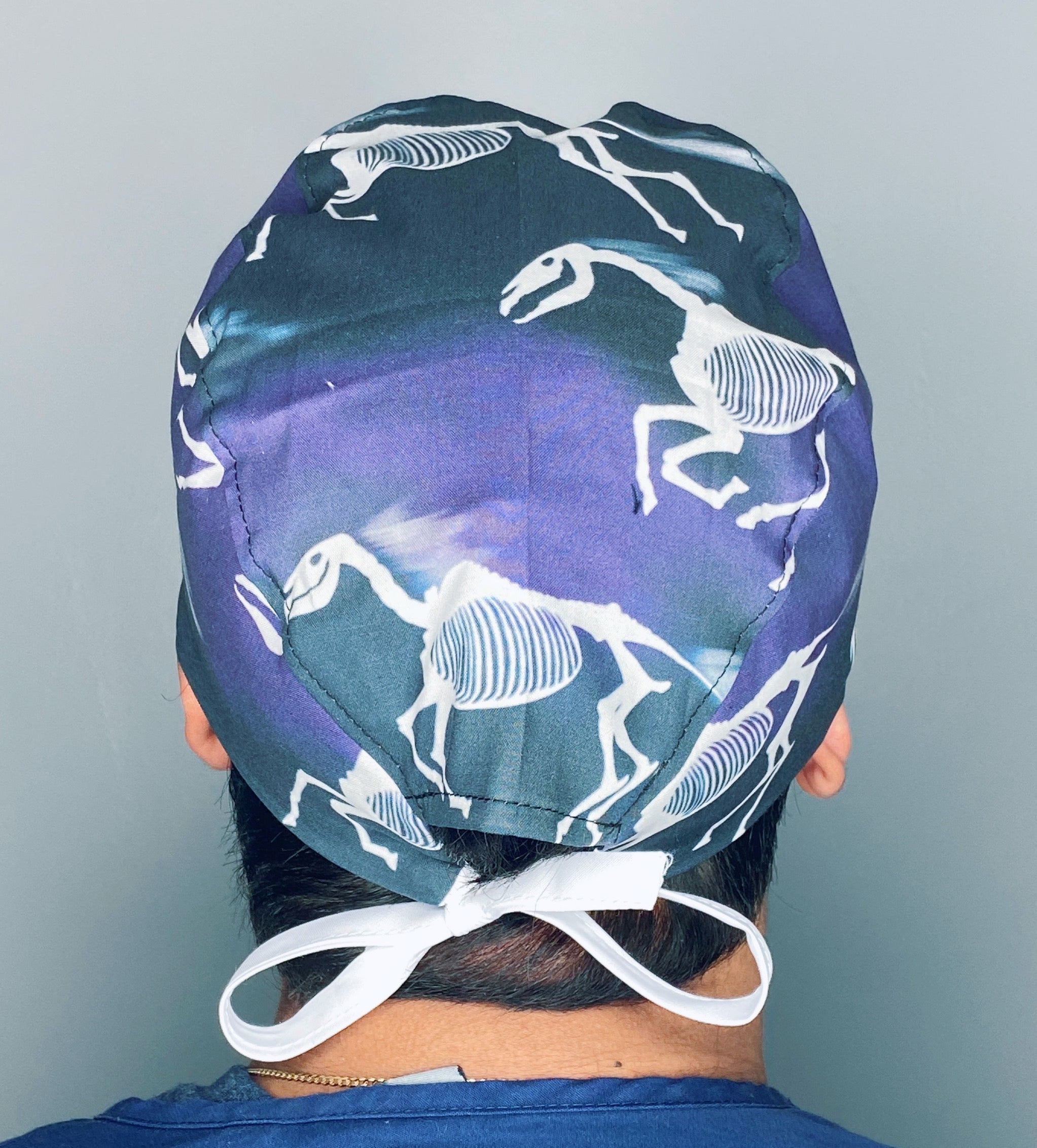 Creepy Horses Running Skelanimals Halloween Unisex Holiday Scrub Cap