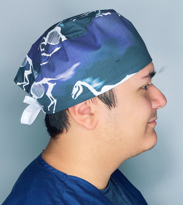 Creepy Horses Running Skelanimals Halloween Unisex Holiday Scrub Cap