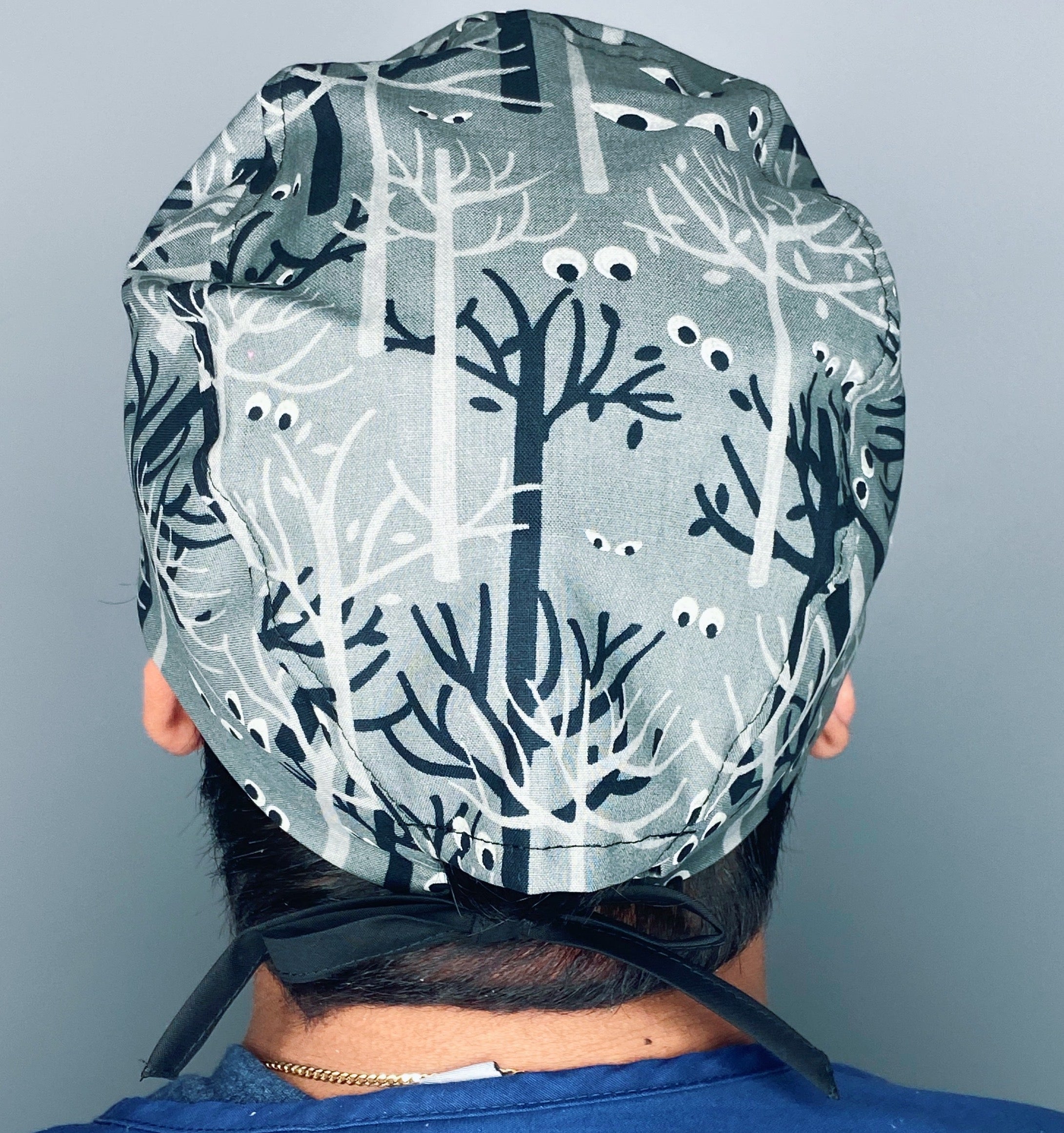 Creepy Eyes in Forest Halloween Unisex Holiday Scrub Cap