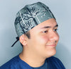 Creepy Eyes in Forest Halloween Unisex Holiday Scrub Cap