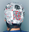 Grey Skulls & Flowers Halloween Unisex Holiday Scrub Cap