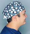 Cute Ghosts on Black Halloween Unisex Holiday Scrub Cap