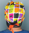 Cute Blocked Halloween Theme Unisex Holiday Scrub Cap