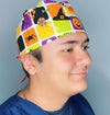 Cute Blocked Halloween Theme Unisex Holiday Scrub Cap