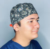 Forest Animals Skelanimals on Black Design Halloween Unisex Holiday Scrub Cap