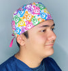 Cute Colorful Animals Skelanimals White Design Halloween Unisex Holiday Scrub Cap