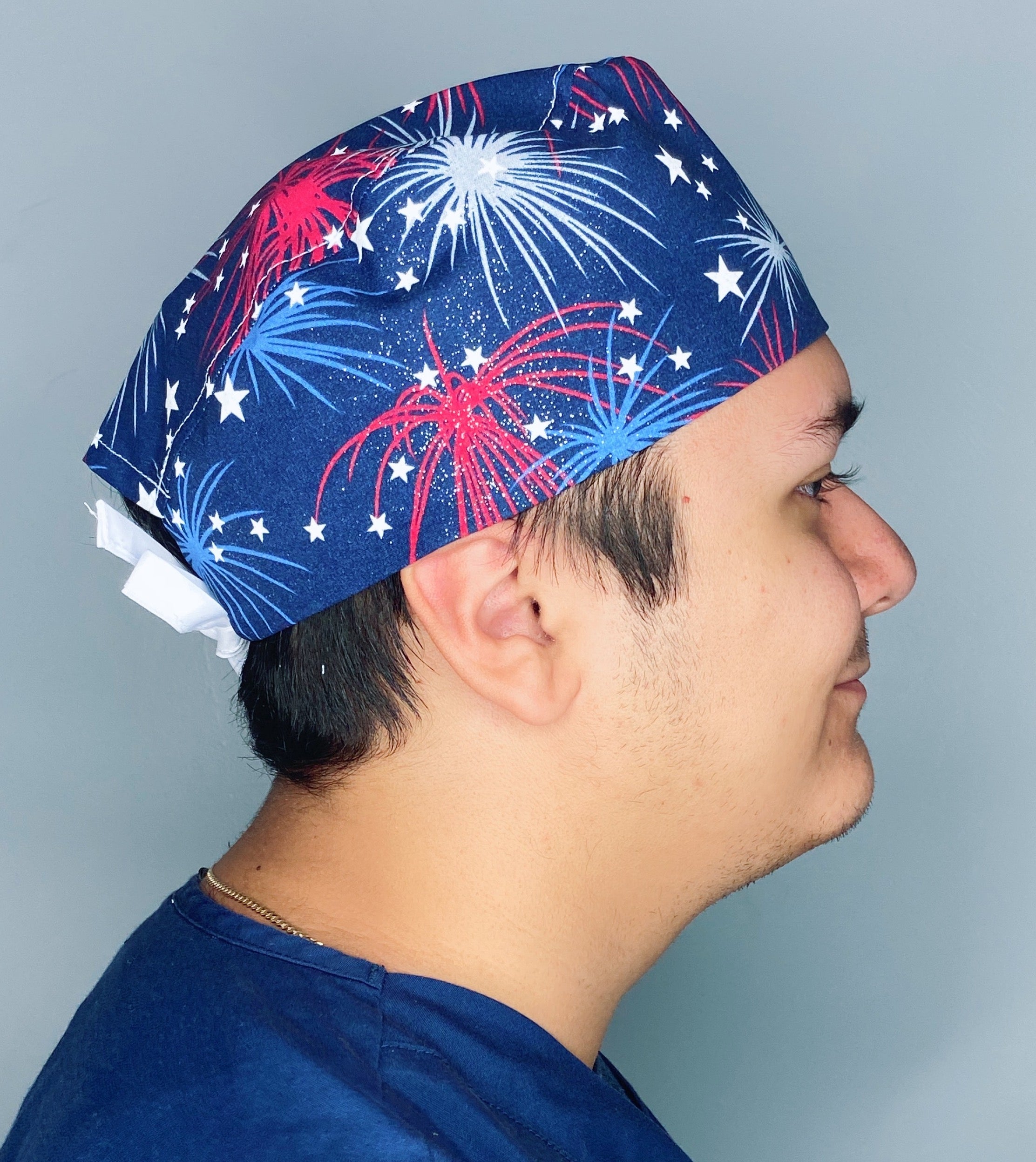 Glitter Fireworks Independence Day Unisex Holiday Scrub Cap