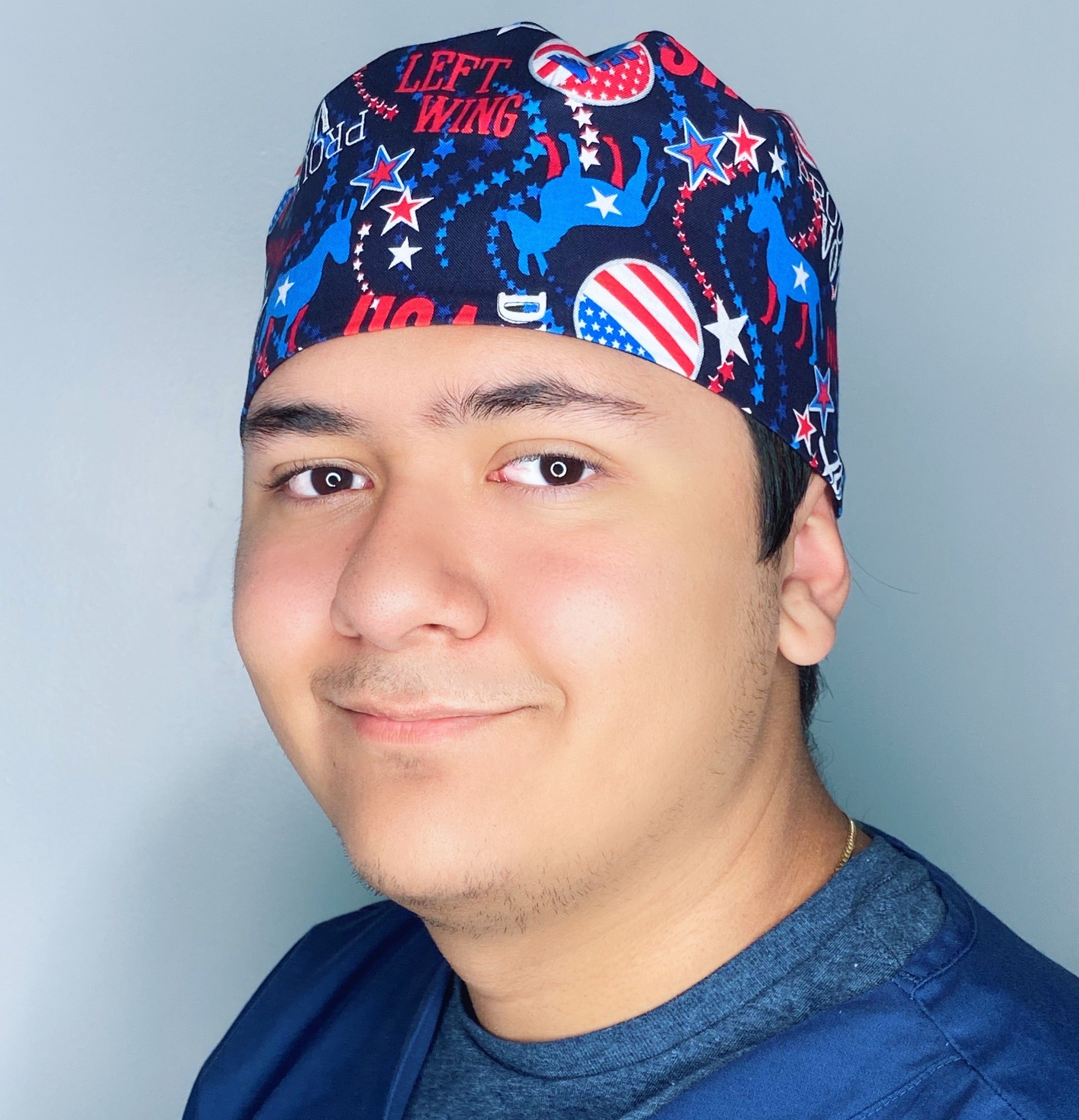 Patriotic Democratic USA Elections Fireworks Independence Day Unisex Holiday Scrub Cap