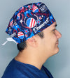 Patriotic Democratic USA Elections Fireworks Independence Day Unisex Holiday Scrub Cap