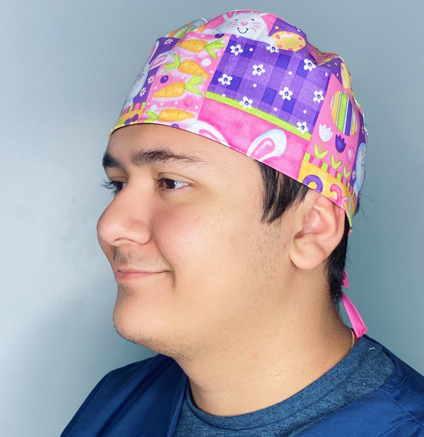 Colorful Easter Themed Unisex Holiday Scrub Cap